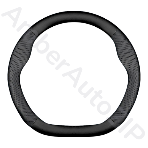 Оплётка рулевого колеса из ЭКО кожи с чёрными перфорированными вставками №2 АМБЕРАВТО